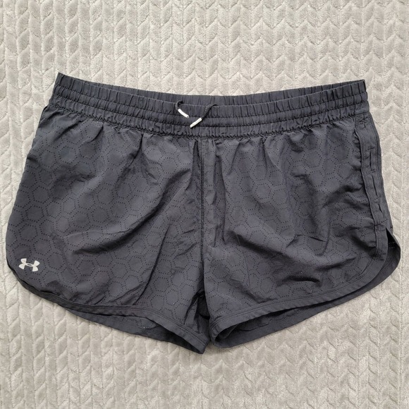 Under Armour HeatGear Semi Fitted Running Shorts Lined Black 1237254 Women's Med - Picture 1 of 11